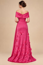 Tulle A-Line/Princess V-Neck Floor-Length Mother of the Bride & Groom Dresses with 3D Flowers (SHI22501351)