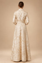 Jacquard A-Line/Princess V-Neck Floor-Length Mother of the Bride & Groom Dresses with Belt (SHI22500943)