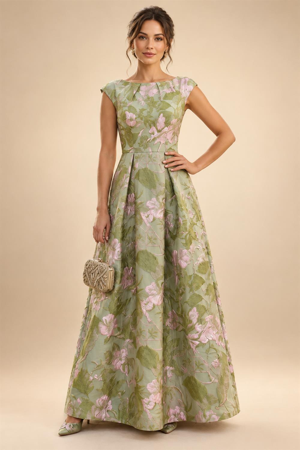 Lace V-Neck Floor-Length Mother of the Bride & Groom Dresses for Women with Ruffles (SHI22501076)