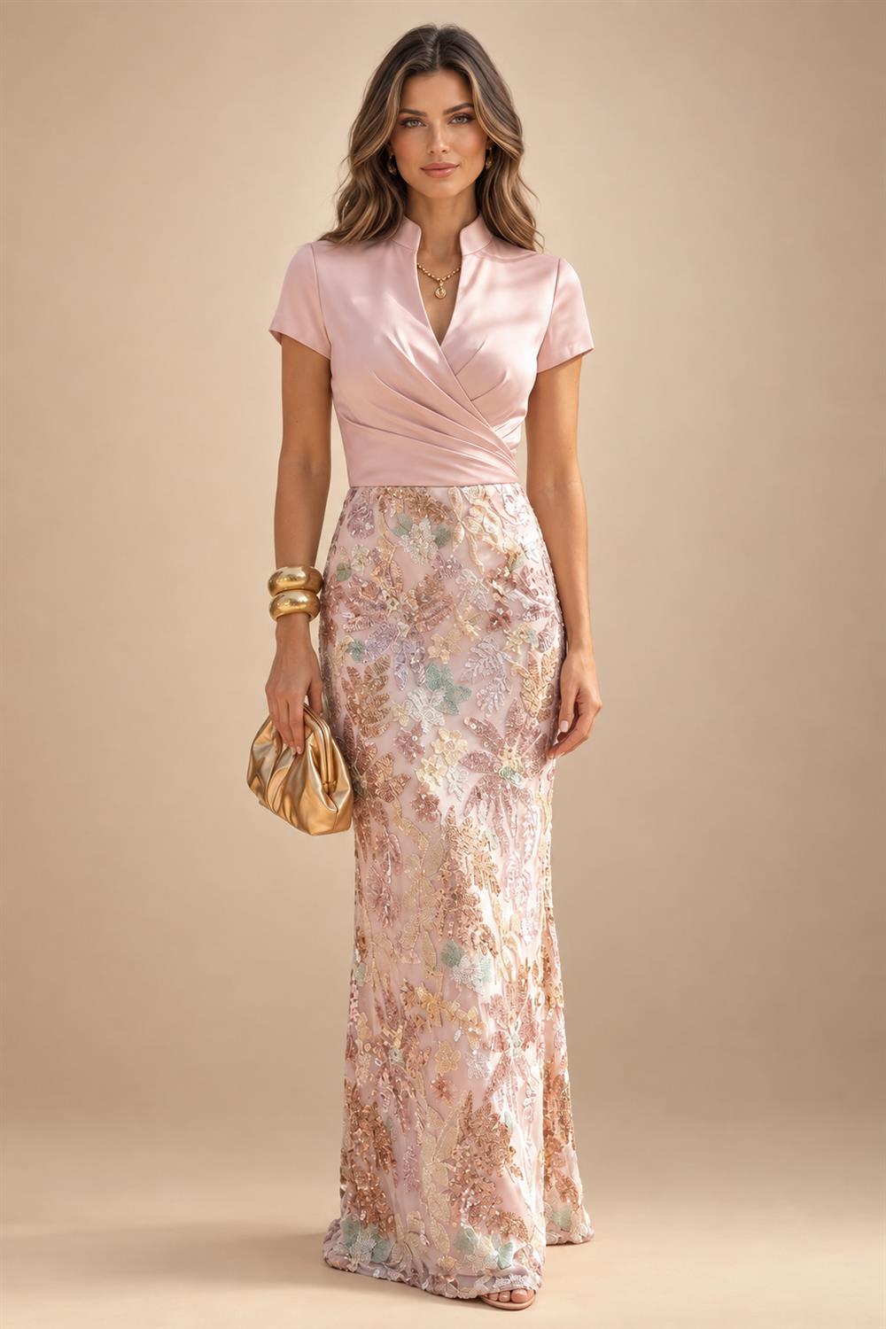 Sequin Floral Sheath Floor-Length Mother of the Bride & Groom Dresses with Satin Bodice (SHI22500925)
