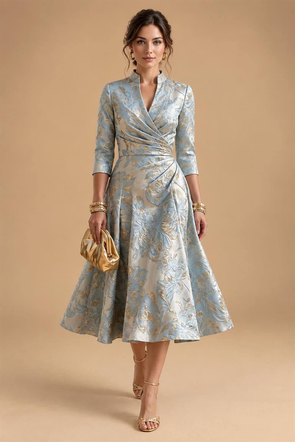 A-Line/Princess V-Neck Chiffon Floor-Length Mother of the Bride & Groom Dresses with Lace Appliques & Pleats (SHI22501670)