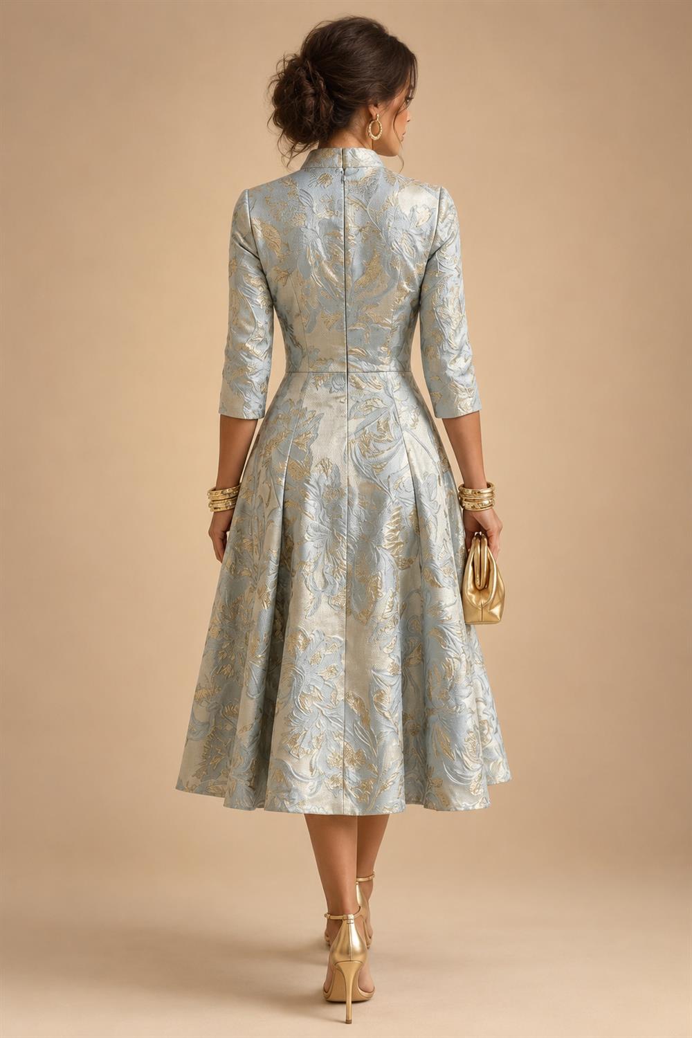 A-Line/Princess V-Neck Floral Embroidery Floor-Length Mother of the Bride & Groom Dresses with Ruched Satin Bodice (SHI22501691)