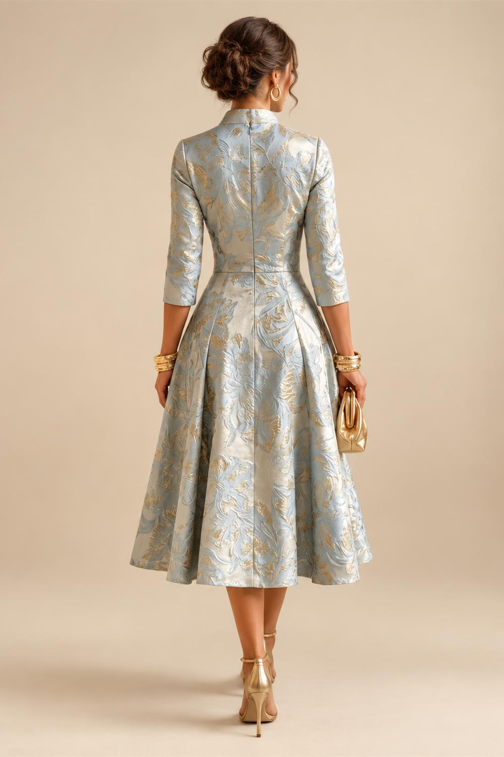 A-Line/Princess V-Neck Chiffon Maxi Mother of the Bride & Groom Dresses with Rhinestones & Pleats (SHI22501693)