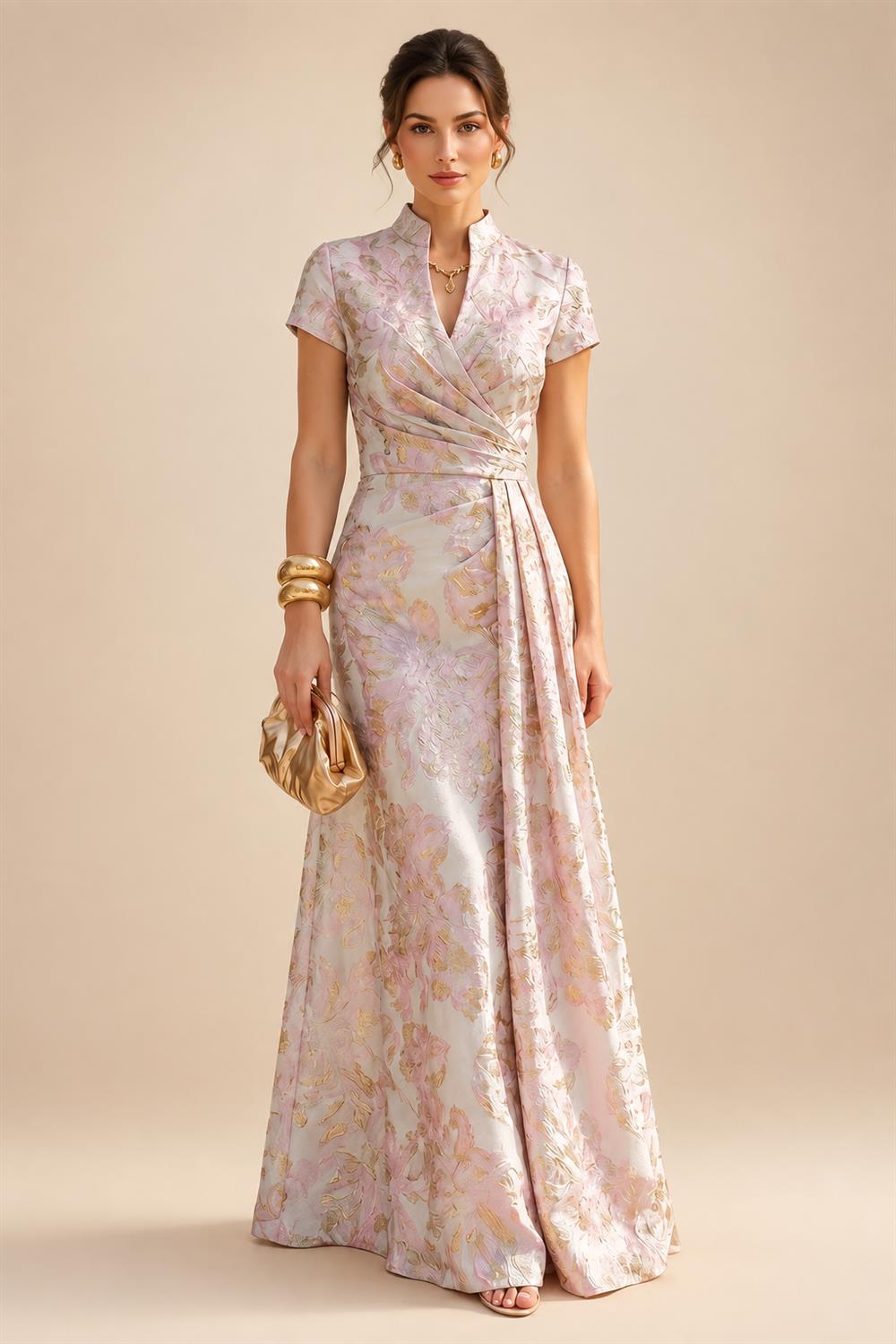 3/4 Sleeve Round Neck Sheath Midi Satin Mother of the Bride Dresses Formal Dress (SHI22500384)