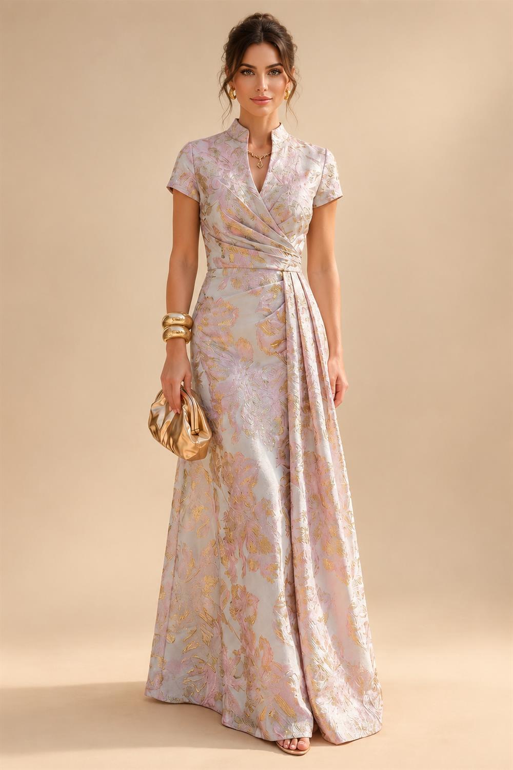 A-Line/Princess Halter Lace Appliques Tea-Length Mother of the Bride & Groom Dresses with 3D Flowers & Ruched Waist (SHI23001321)