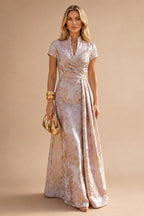 Sheath Satin Jacquard Off Shoulder Floor-Length Mother of the Bride & Groom Dresses (SHI22500823)