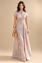 A-Line/Princess Sweetheart Chiffon Maxi Mother of the Bride & Groom Dresses with Lace Appliques & Sweep Train (SHI22501652)