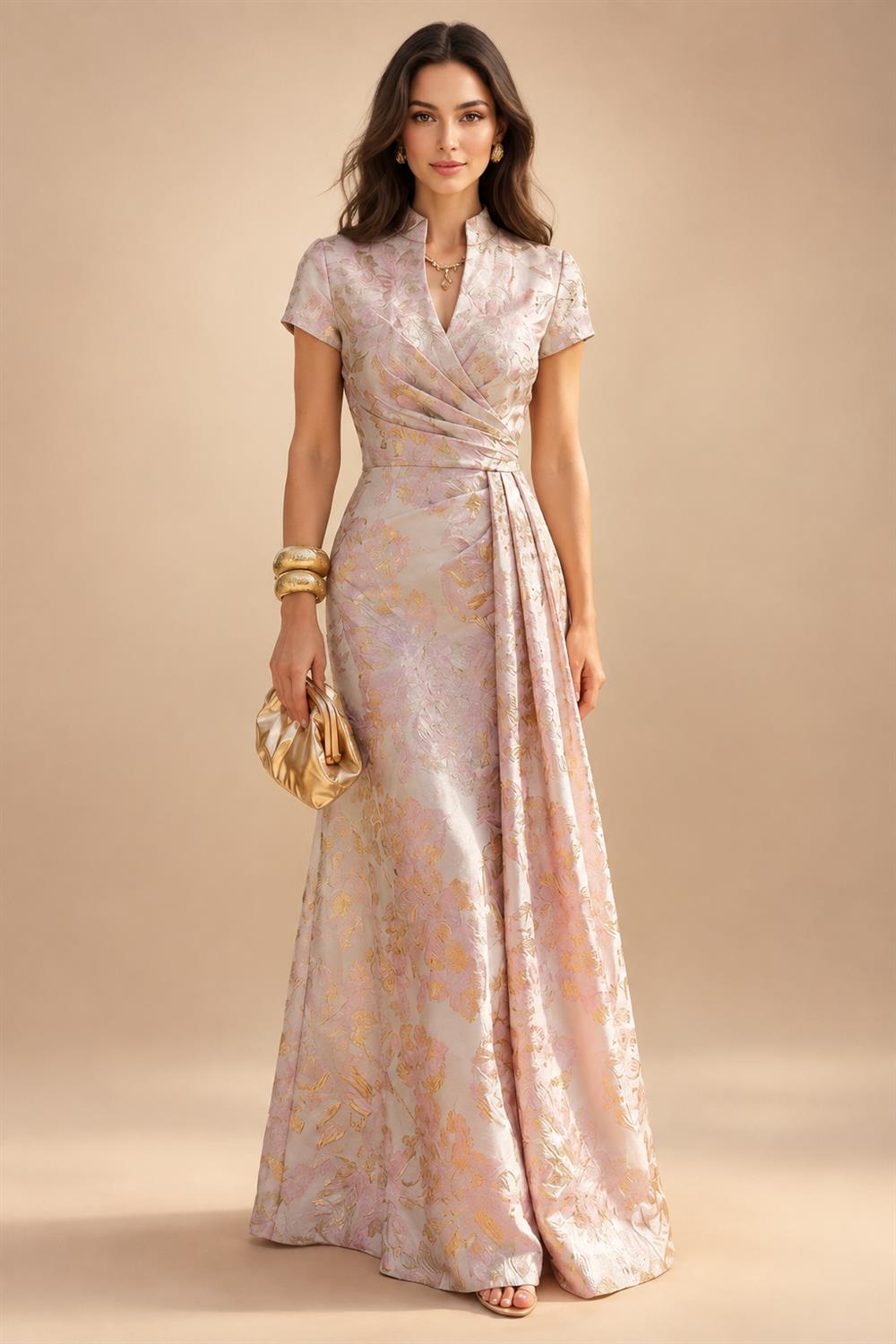 Lace Sheath/Column One Shoulder Floor-Length Mother of the Bride & Groom Dresses with Ruched Waist (SHI22500892)