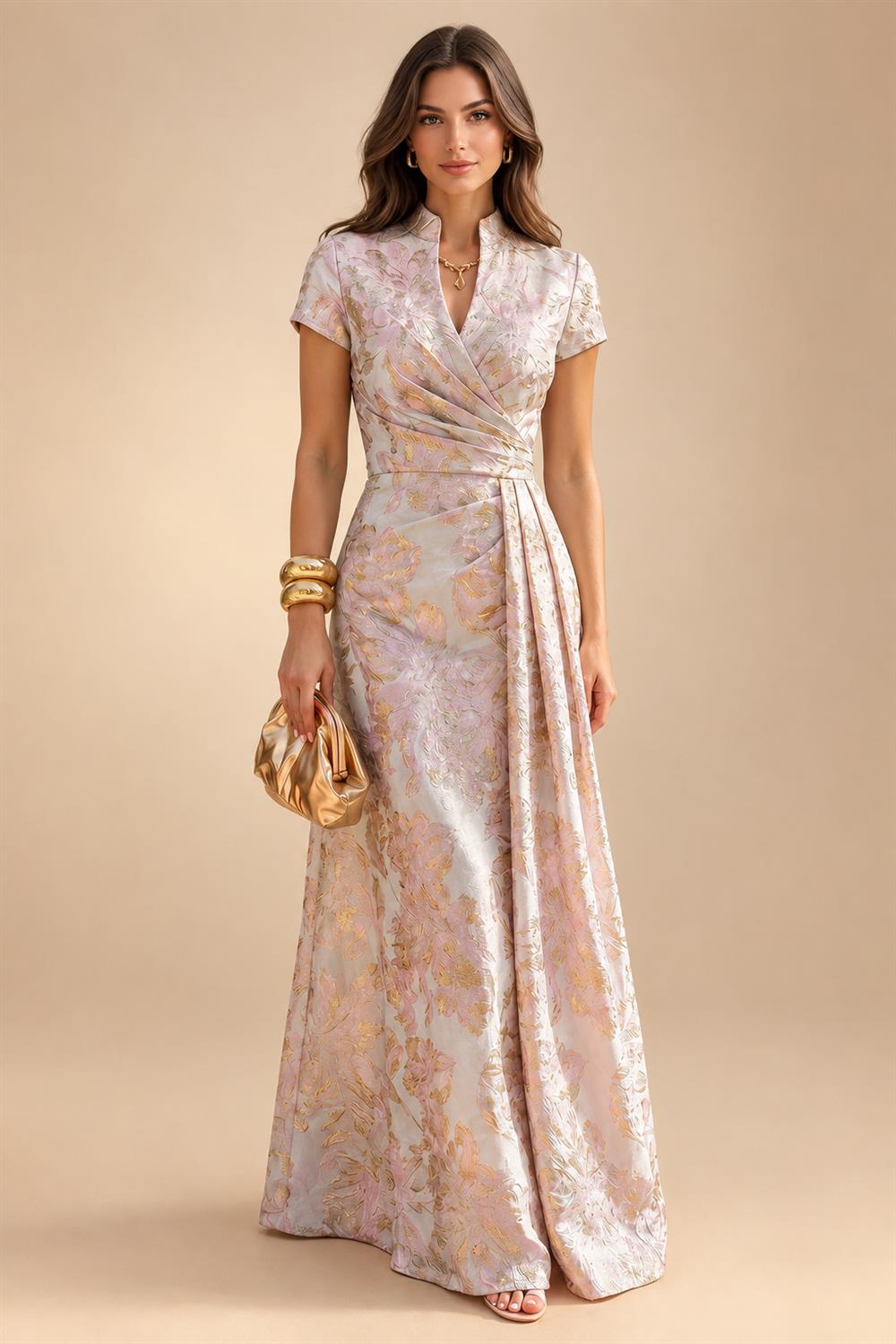 Sheath Satin Tea-Length Mother of the Bride & Groom Dresses with 3/4 Bell Sleeves & Crystal Embellished Belt (SHI22500471)