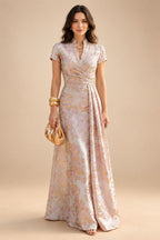 Jumpsuit V Neck Half Sleeve Long Sparkling Mother of the Bride Dresses with Belt (SHI22500201)