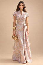 Jacquard A-Line/Princess V-Neck Floor-Length Mother of the Bride & Groom Dresses with Pockets (SHI22500987)
