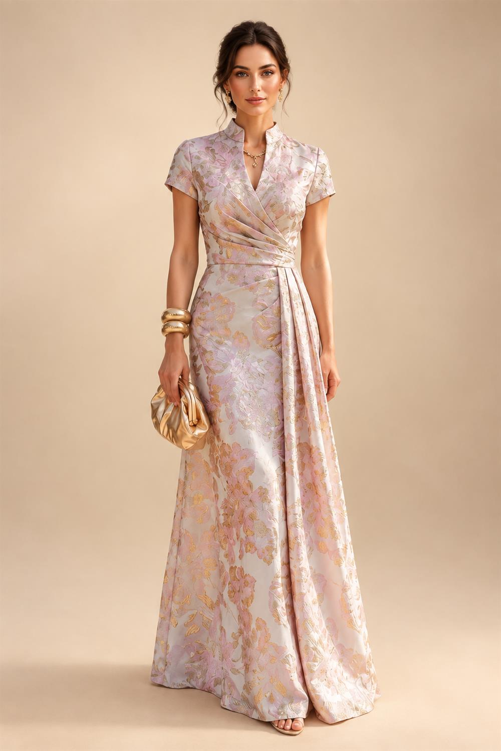 Sheath/Column One Shoulder Floral Embroidery Floor-Length Mother of the Bride & Groom Dresses with Side Draped Sash (SHI22501617)