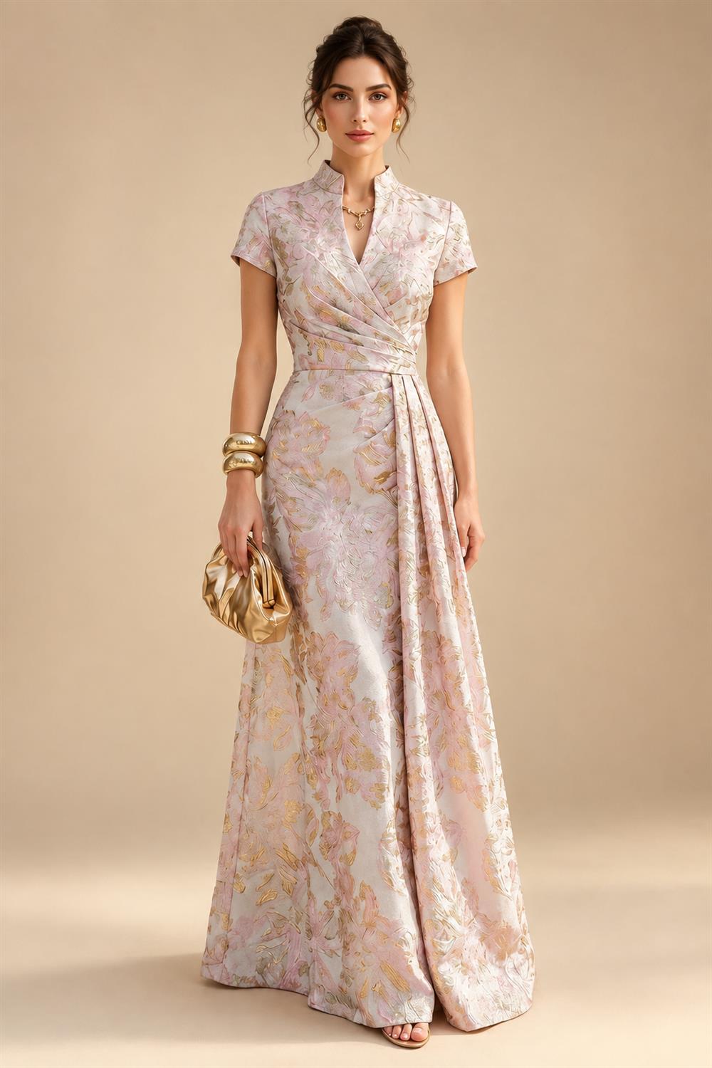 A-Line/Princess V-Neck Chiffon Floor-Length Mother of the Bride & Groom Dresses with Lace Appliques & Pleats (SHI22501670)