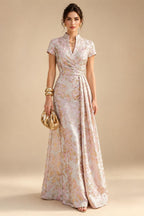 A-Line/Princess V-Neck Chiffon Floor-Length Mother of the Bride & Groom Dresses with Lace Appliques & Pleats (SHI22501670)