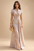 Jacquard A-Line/Princess Scoop Neck Floor-Length Mother of the Bride & Groom Dresses with Ruffles & Ruched Waist (SHI22501201)
