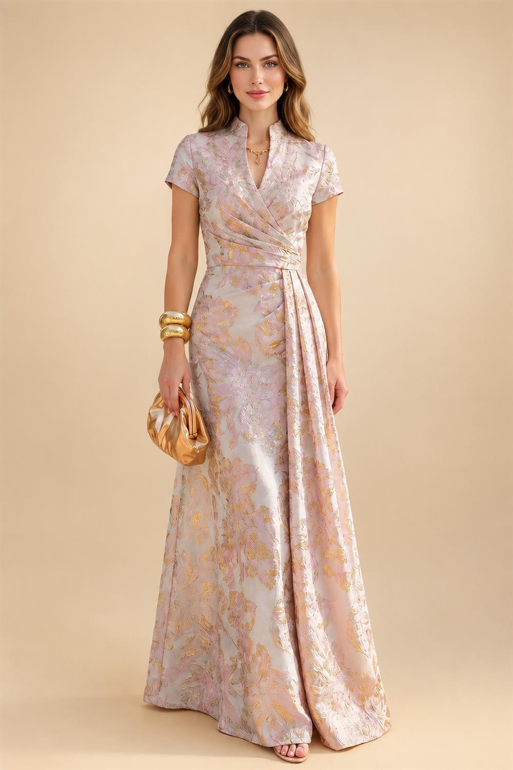 Scoop Neck Floral Print Mermaid Mother of the Bride Dresses (SHIR1110328)