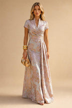 Floral Print A-Line/Princess Scoop Neck Floor-Length Mother of the Bride & Groom Dresses with Pockets (SHI22500916)