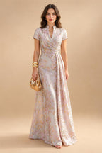 A-Line/Princess Scoop Illusion Lace Appliques Tea-Length Mother of the Bride Dresses with Pleated Ruffle (SHI22500105)