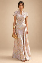 Jacquard A-Line/Princess Scoop Neck Floor-Length Mother of the Bride & Groom Dresses with Ruffles & Ruched Waist (SHI22501201)
