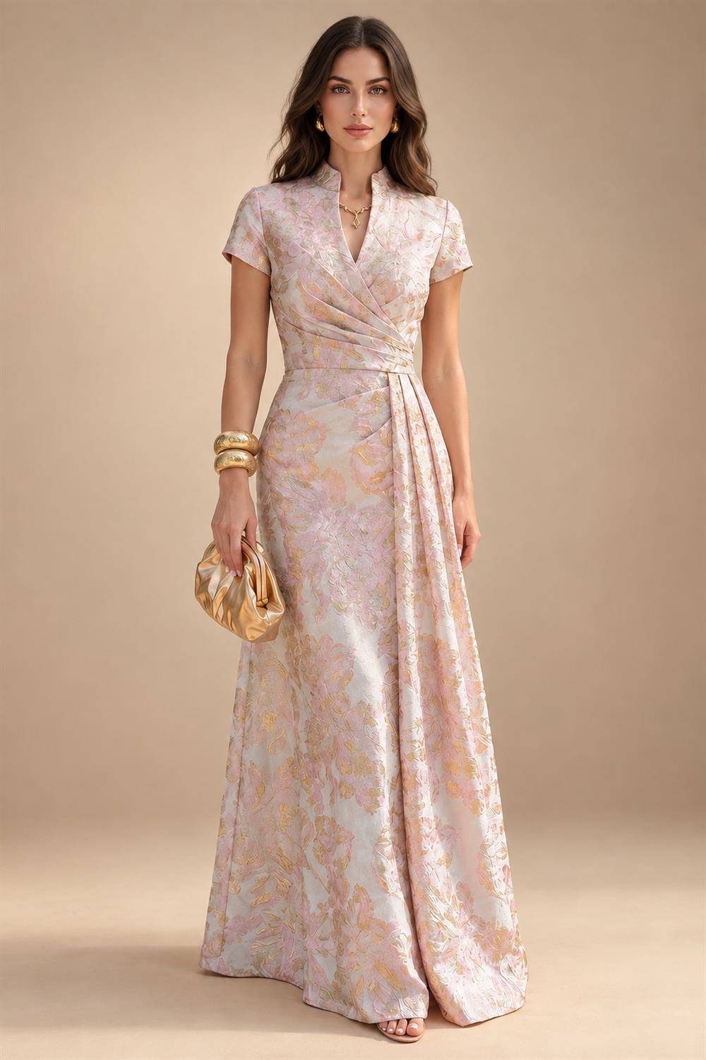 V Neck Satin Pleated Mermaid Mother of the Bride Dresses (SHIR1110589)