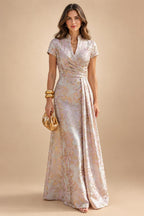 Sheath Satin Tea-Length Mother of the Bride & Groom Dresses with 3/4 Bell Sleeves & Crystal Embellished Belt (SHI22500471)