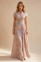 A-Line/Princess Scoop Neck Satin Tea-Length Mother of the Bride Dresses with Pockets (SHI22500122)