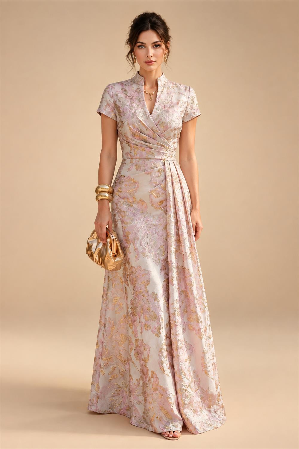 A-Line/Princess Scoop Neck Chiffon Floor-Length Mother of the Bride & Groom Dresses with Lace Appliques & Pleats (SHI22501666)