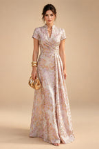 A-Line/Princess Scoop Neck Chiffon Floor-Length Mother of the Bride & Groom Dresses with Lace Appliques & Pleats (SHI22501666)