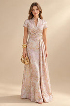 A-Line/Princess V-Neck Floor-Length Mother of the Bride & Groom Dresses with Ruffles & Ruched Waist (SHI22501284)