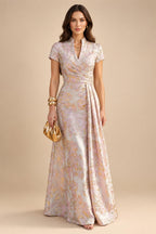 Tulle A-Line/Princess V-Neck Floor-Length Mother of the Bride & Groom Dresses with 3D Flowers (SHI22501351)