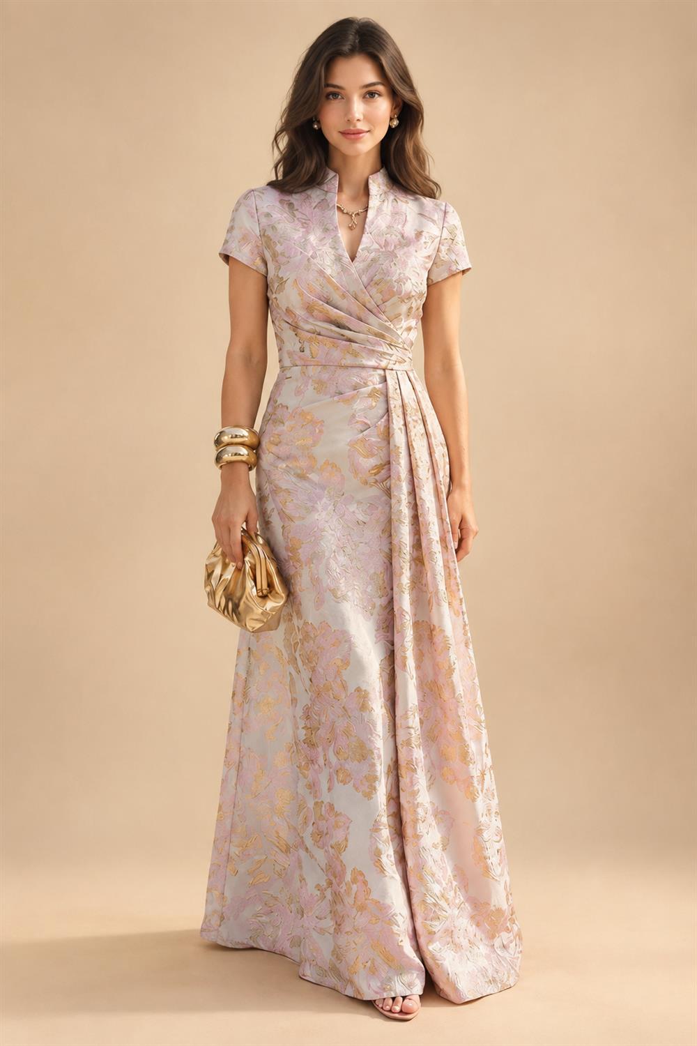 Mermaid/Trumpet One Shoulder Floral Embroidery Maxi Mother of the Bride & Groom Dresses with Side Sash & Ruched Waist (SHI22501626)