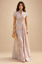 A-Line/Princess Scoop Neck Chiffon Maxi Mother of the Bride & Groom Dresses with Lace Appliques & Pleats (SHI22501638)