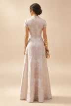 Tulle A-Line/Princess V-Neck Floor-Length Mother of the Bride & Groom Dresses with 3D Flowers (SHI22501351)