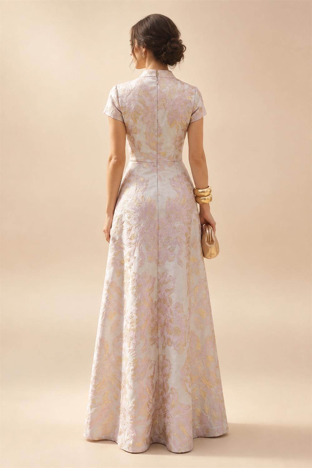 Tulle A-Line/Princess V-Neck Floor-Length Mother of the Bride & Groom Dresses with 3D Flowers (SHI22501351)