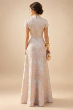 Chiffon Sheath/Column Scoop Neck Floor-Length Mother of the Bride & Groom Dresses with Lace Embroidery Bodice & Ruched Waist (SHI22501513)