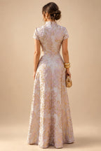 A-Line/Princess V-Neck Chiffon Maxi Mother of the Bride & Groom Dresses with Feather Trim & Pleats (SHI22501651)