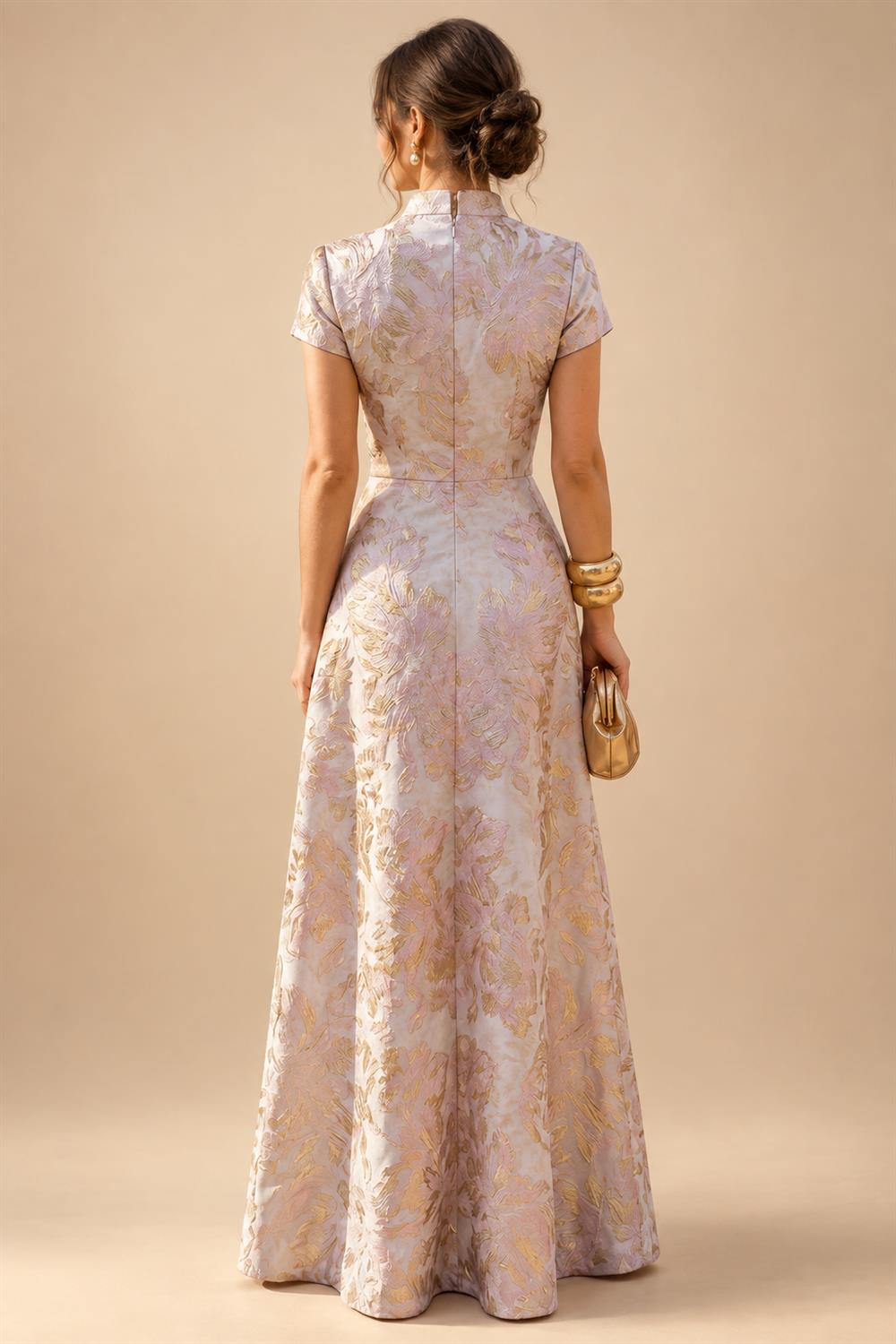 A-Line/Princess V-Neck Chiffon Maxi Mother of the Bride & Groom Dresses with Feather Trim & Pleats (SHI22501651)