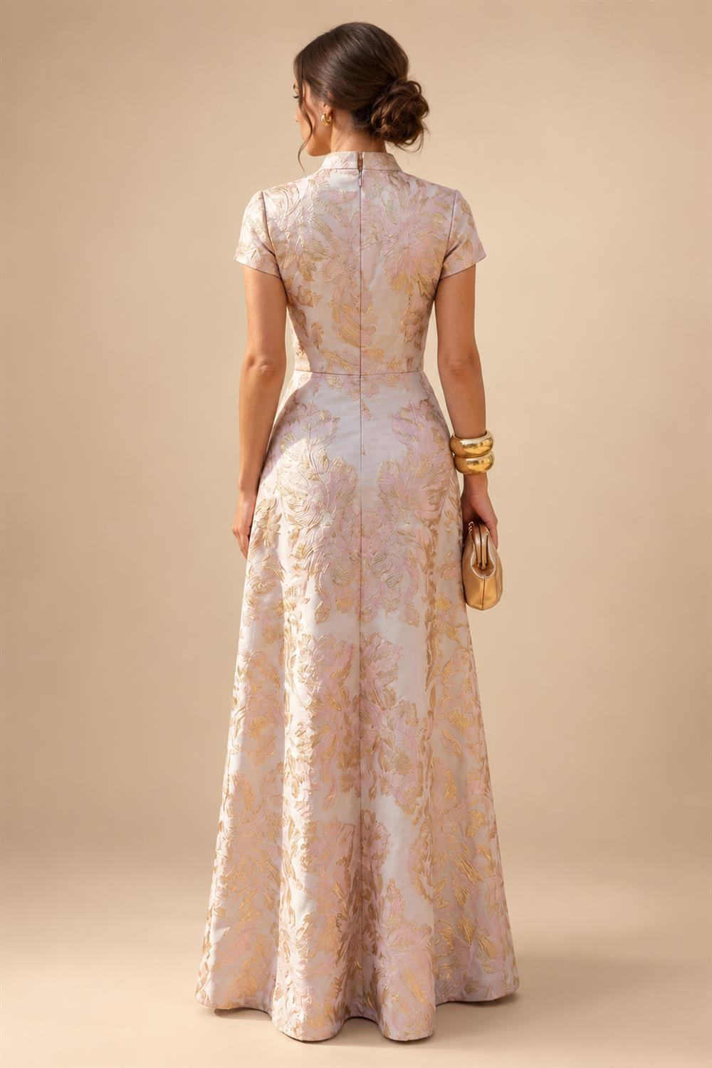 A-Line/Princess V-Neck Chiffon Floor-Length Mother of the Bride & Groom Dresses with Lace Appliques & Ruched Waist (SHI22501678)