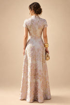 A-Line/Princess V-Neck Floral Print High-Low Mother of the Bride & Groom Dresses with Ruched Bodice (SHI22501569)
