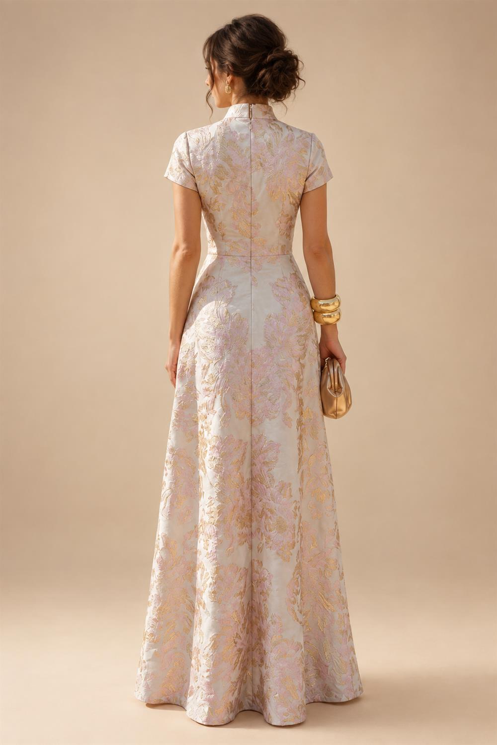 Sheath/Column Off Shoulder Stretch Jersey Floor-Length Mother of the Bride & Groom Dresses with Lace Appliques Sleeves & Slit (SHI22501550)