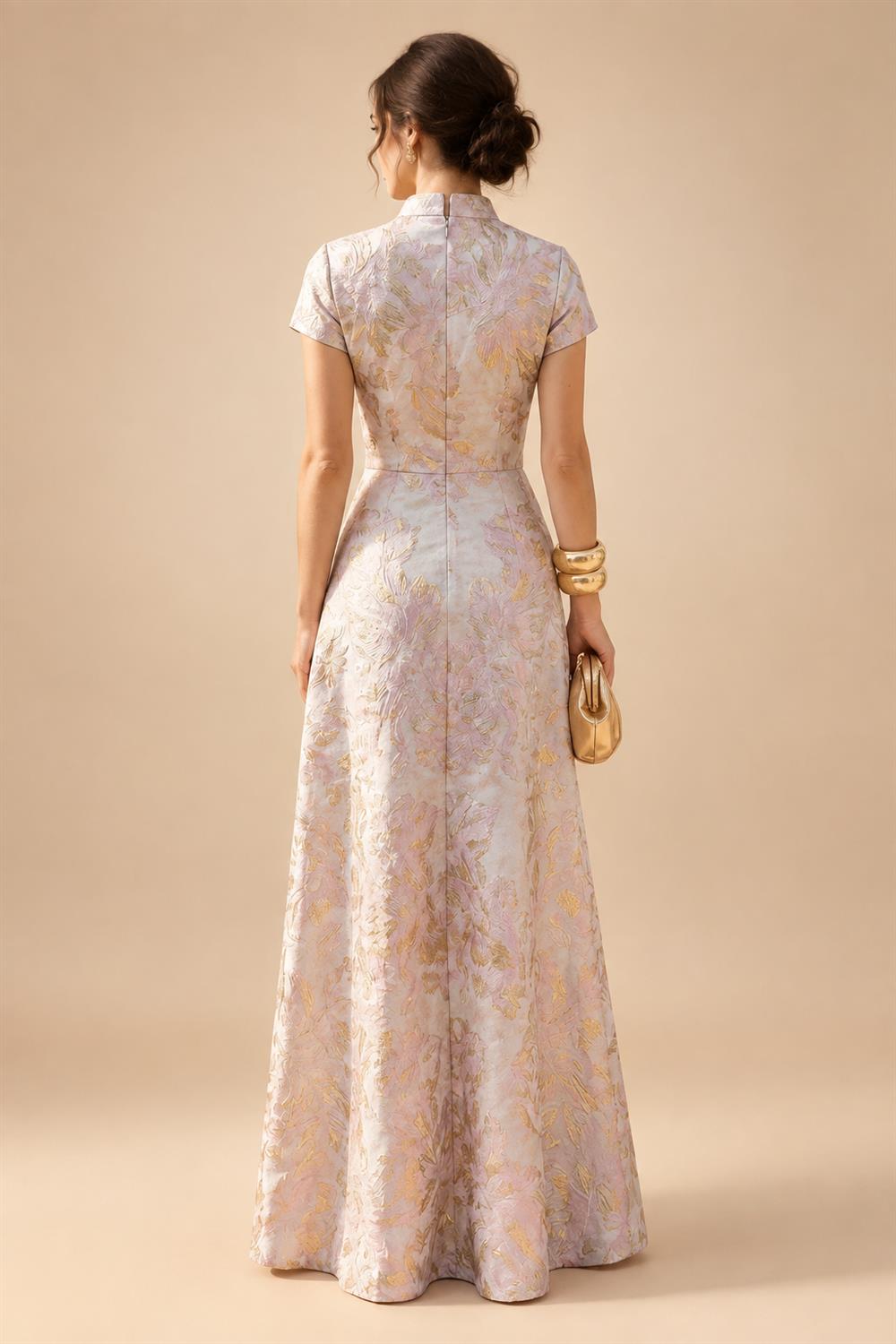 Sheath/Column Lace Appliques Maxi Mother of the Bride & Groom Dresses with Ruched Waist & Satin Bodice (SHI22501596)