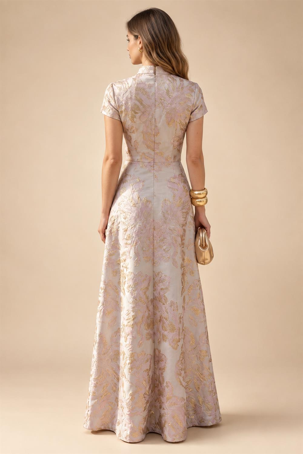 A-Line/Princess Scoop Neck Satin Maxi Mother of the Bride & Groom Dresses with Sweep Train, Ruched Waist & Rhinestones (SHI22501654)