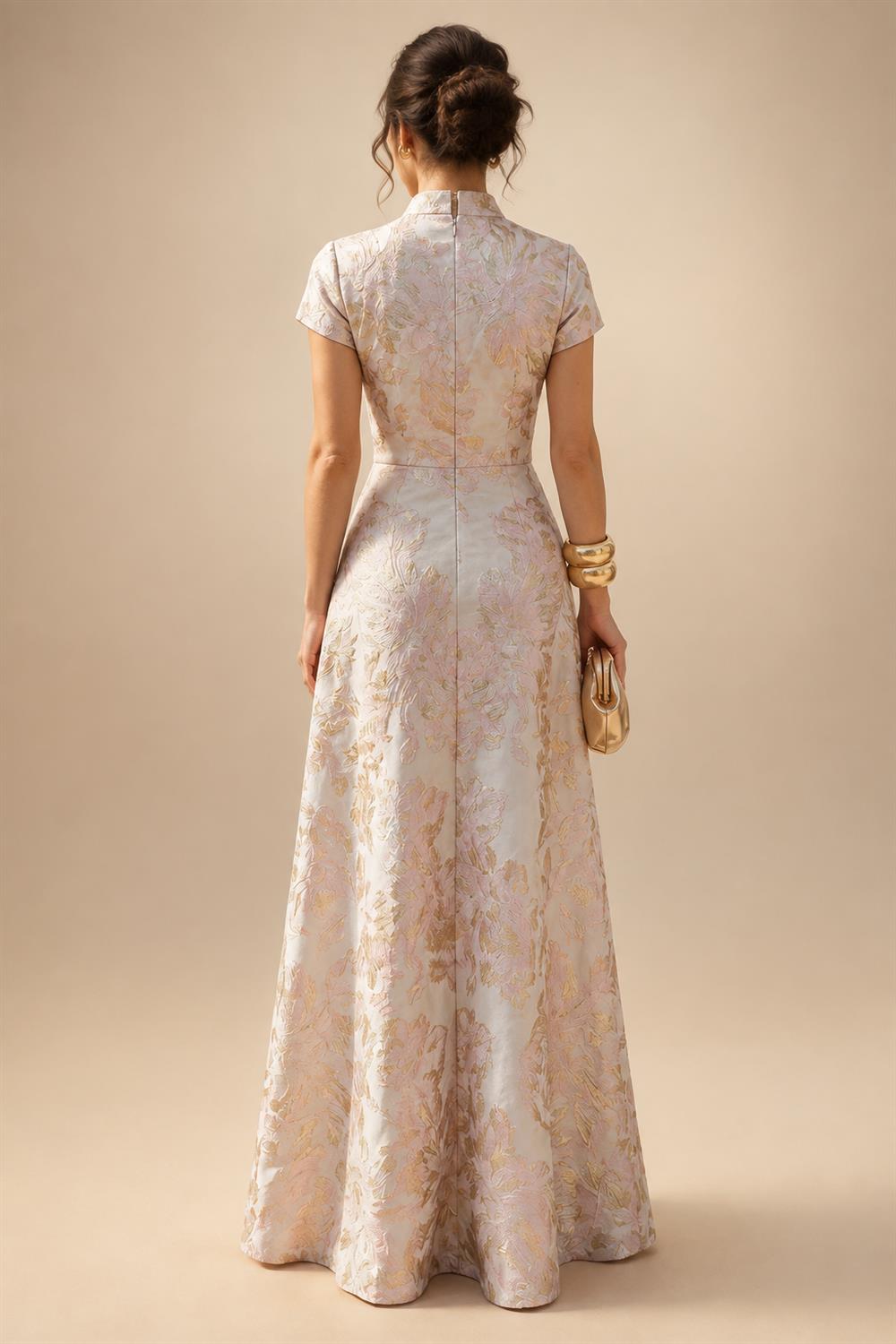 A-Line Chiffon Cape Sleeves Floor-Length Mother of the Bride & Groom Dresses with Ruched Waist (SHI22500705)