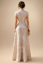 A-Line Chiffon Cape Sleeves Floor-Length Mother of the Bride & Groom Dresses with Ruched Waist (SHI22500705)
