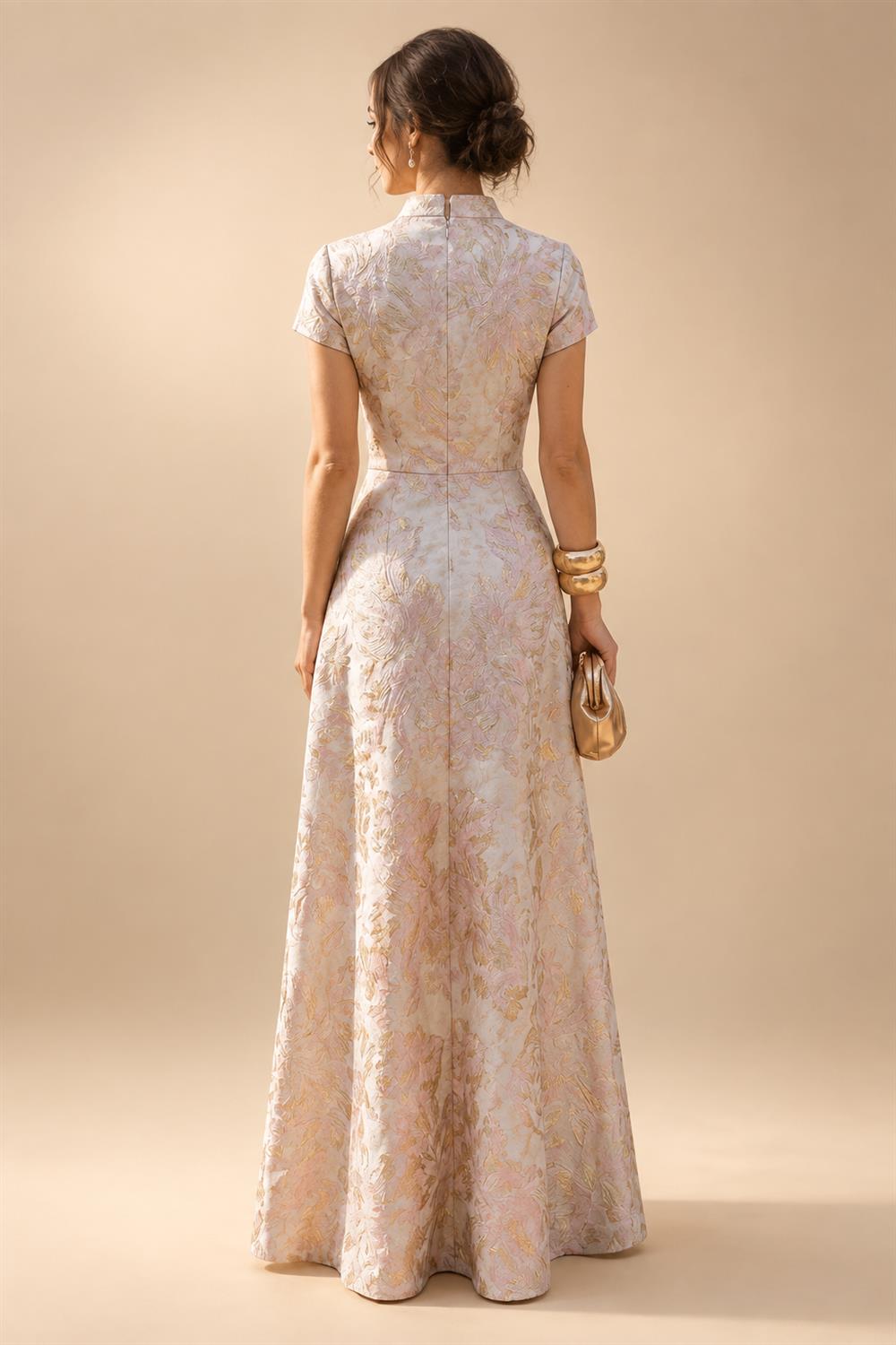 A-Line/Princess Scoop Neck Satin High-Low Mother of the Bride & Groom Dresses with Sequin Floral & Pleats (SHI22501631)