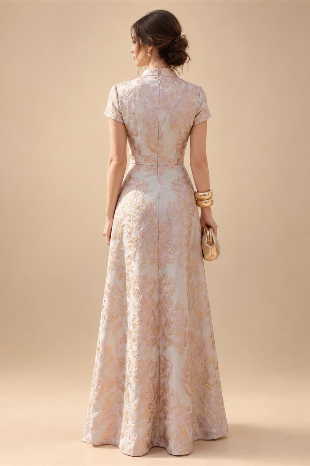 Sequin Floral Sheath/Column V-Neck Floor-Length Mother of the Bride & Groom Dresses with Ruched Waist (SHI22500972)
