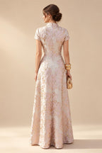 A-Line/Princess Halter Lace Appliques Tea-Length Mother of the Bride & Groom Dresses with 3D Flowers & Ruched Waist (SHI23001321)