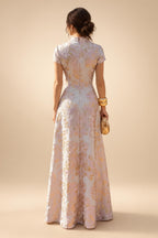 3/4 Sleeve Round Neck Sheath Midi Satin Mother of the Bride Dresses Formal Dress (SHI22500384)