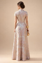 A-Line/Princess Scoop Neck Chiffon Floor-Length Mother of the Bride & Groom Dresses with Lace Appliques & Pleats (SHI22501554)