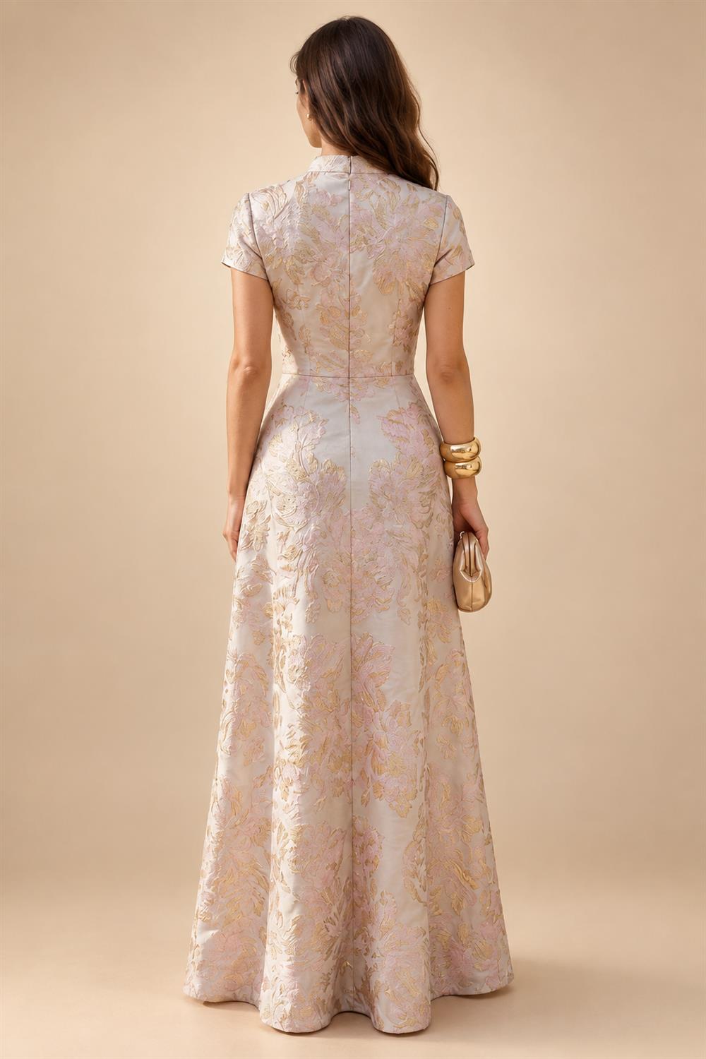 A-Line/Princess V-Neck Chiffon Floor-Length Mother of the Bride & Groom Dresses with Lace Appliques & Ruched Waist (SHI22501678)